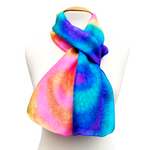 Load image into Gallery viewer, RAINBOW PRIDE Tie Dye Style Painted Silk Scarf Blue Orange Pink Yellow
