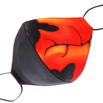 Load image into Gallery viewer, AUTUMN LEAF Black Red Gold FACEMASK Hand Painted Silk Fitted Washable
