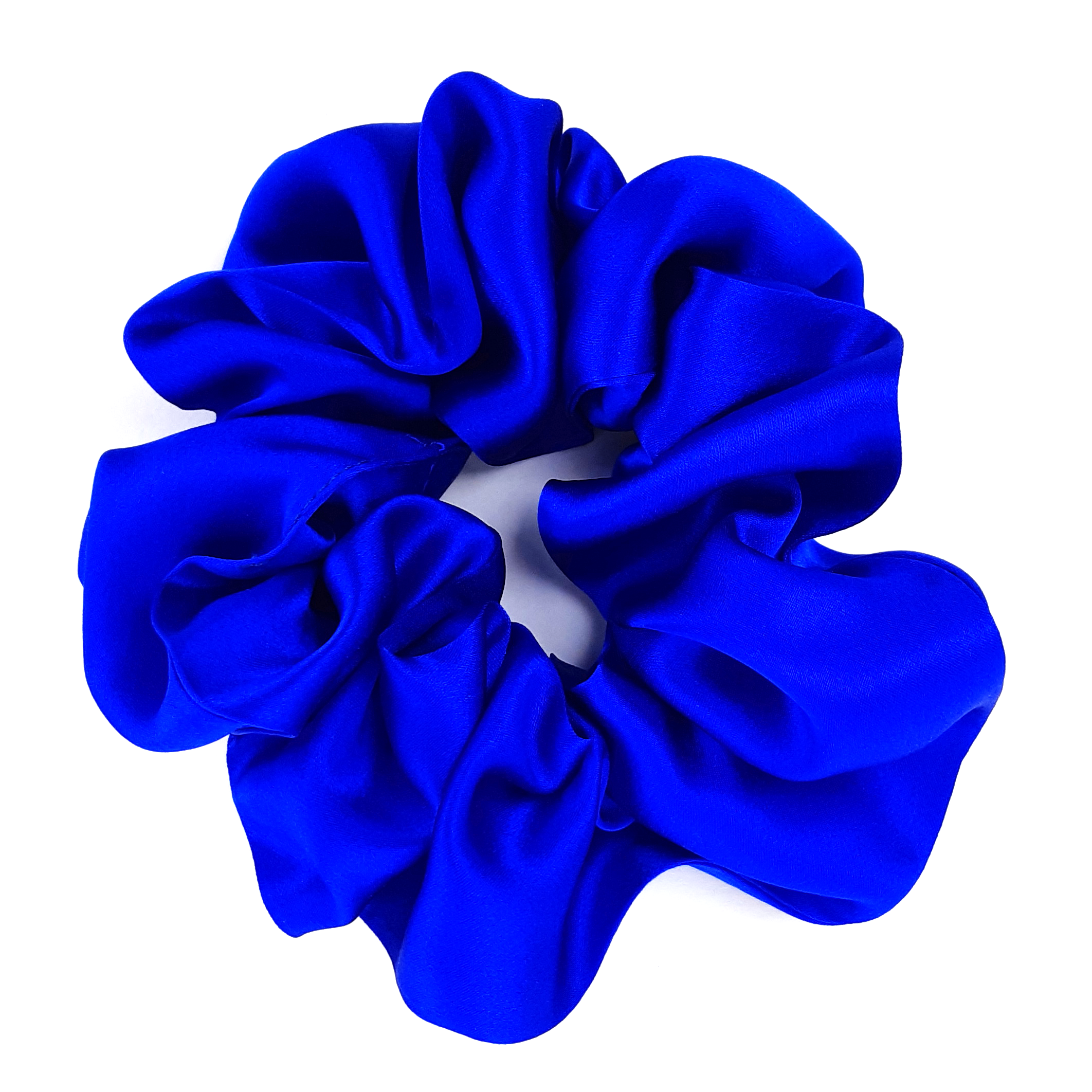 blue silk scrunchie hair accessory for yoga and gymnastics