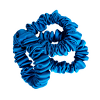 pure silk scrunchies skinny size blue green teal color handmade in Canada by Lynne Kiel