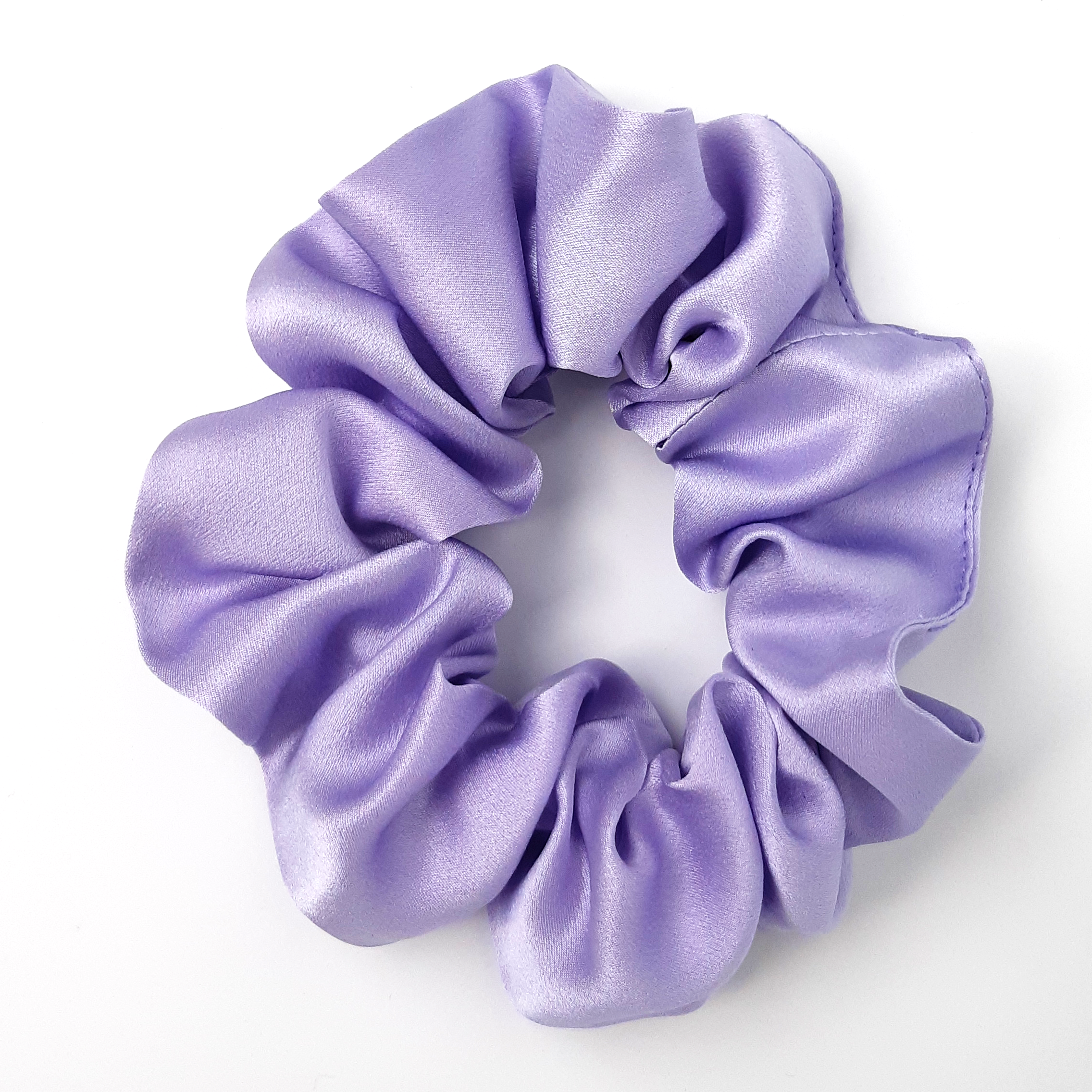 Pale mauve purple large size silk scrunchie made by Lynne Kiel