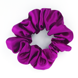 magenta pink silk scrunchie elastic tie for ponytail  for exercise