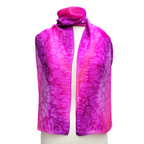 hand painted pink silk scarf for women handmade in Canada by Lynne Kiel