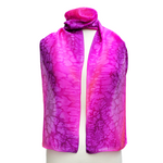 Load image into Gallery viewer, hand painted pink silk scarf for women handmade in Canada by Lynne Kiel
