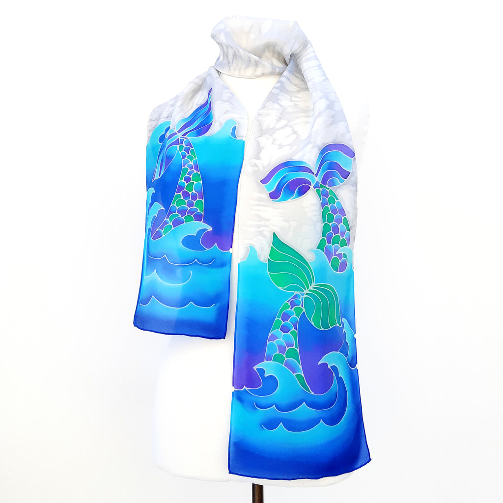 painted silk scarf for women 
