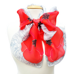 Load image into Gallery viewer, silk scarf bow tie hand painted poppies handmade by Lynne Kiel

