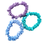 pure silk pony tail holder skinny scrunchies handmade by Lynne Kiel