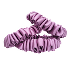 skinny scrunchie ponytail holder hair tie dusty pink color pure silk handmade by Lynne Kiel