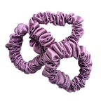 pure silk dusty pink skinny scrunchie ponytail holder hair accessory handmade in Canada by Lynne Kiel