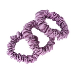 Load image into Gallery viewer, pure silk skinny scrunchies dusty rose mauve color handmade by Lynne Kiel
