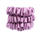Load image into Gallery viewer, dusty rose mauve color silk scrunchies skinny size handmade in Canada by Lynne Kiel
