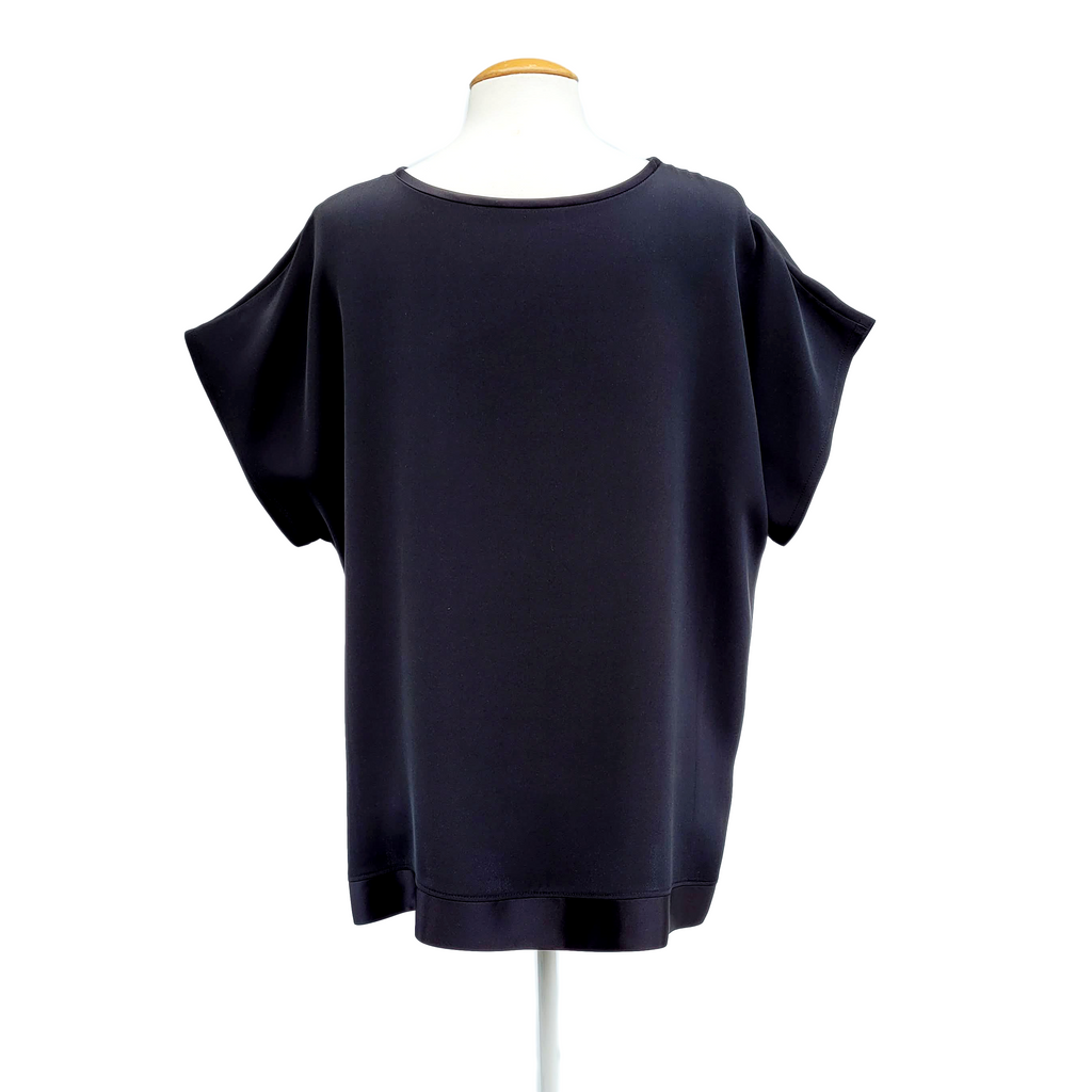 black silk blouse back view handmade by Lynne Kiel