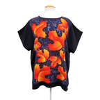 silk clothing womens t-top hand painted silk blouse golden autumn maple leaves art design handmade by Lynne Kiel