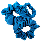 Deep blue-green Teal Pure Silk Satin  LUXURY 3 pc Scrunchie GLAM SET
