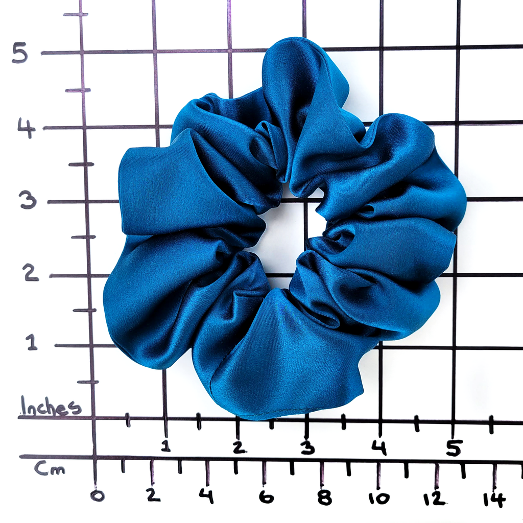 Deep blue-green Teal Pure Silk Satin  LUXURY 3 pc Scrunchie GLAM SET