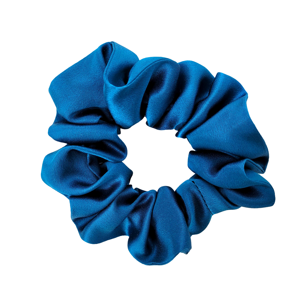 Deep blue-green Teal Pure Silk Satin  LUXURY 3 pc Scrunchie GLAM SET