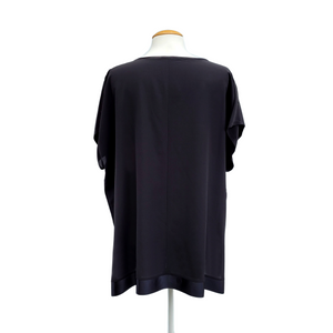 black silk blouse ladies clothing plus size top back view handmade by Lynne Kiel