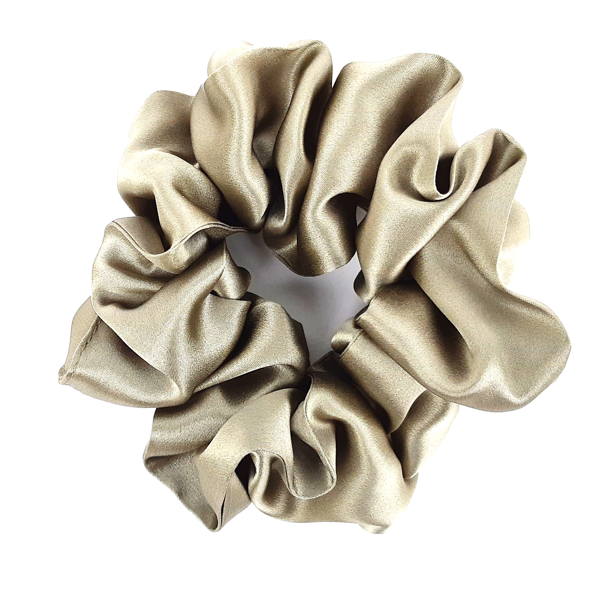oyster beige pure silk satin scrunchie for hair