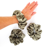 Load image into Gallery viewer, jumbo beige satin silk scrunchie for pony tail and hair
