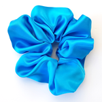 Load image into Gallery viewer, turquoise blue silk jumbo oversized hair scrunchie
