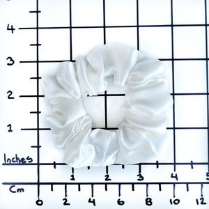 pure silk white small scrunchie made in Canada handmade by Lynne Kiel