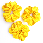 Load image into Gallery viewer, yellow silk large scrunchies for yoga and gymanstics
