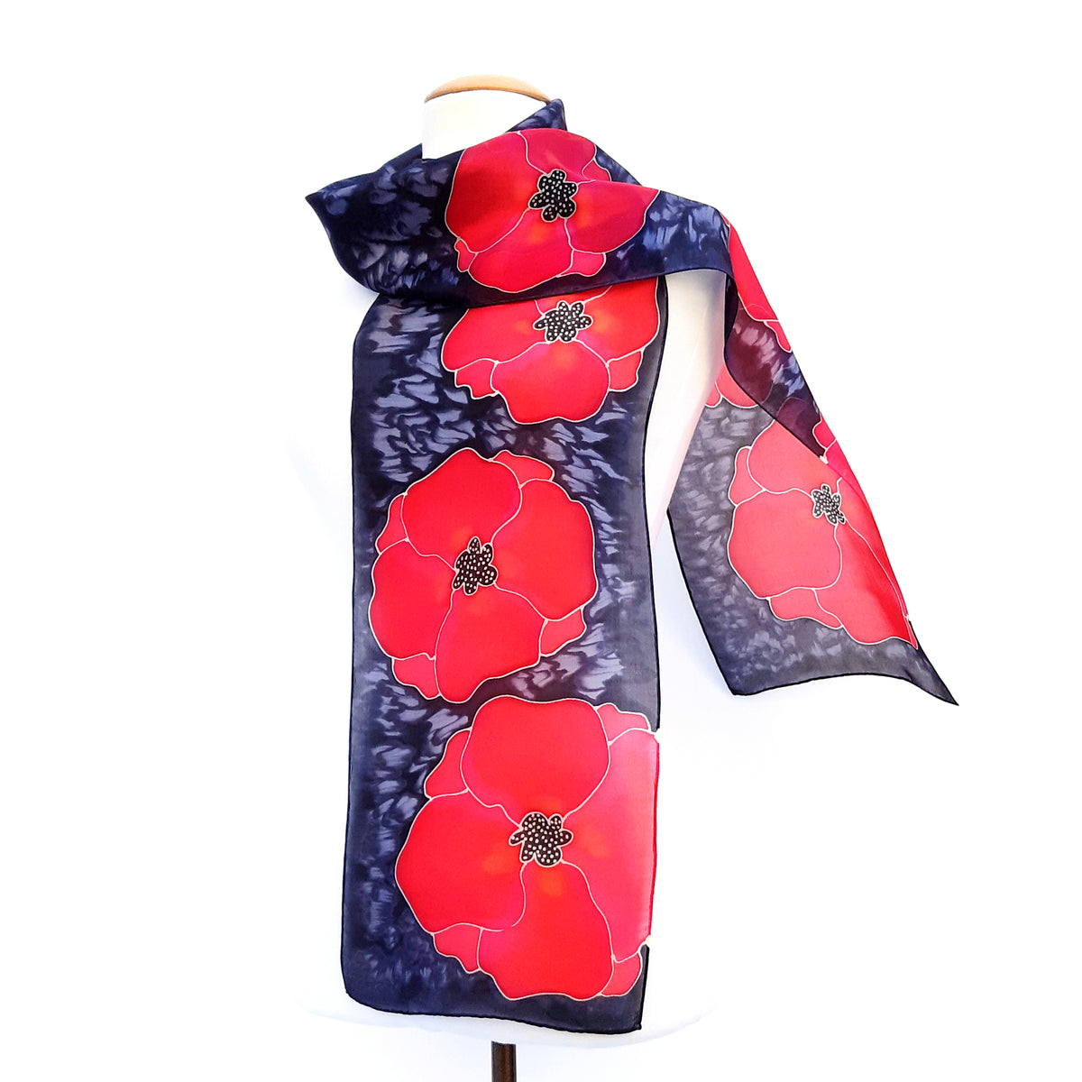 painted silk scarf for women 