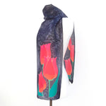 Load image into Gallery viewer, silk scarf for women red tulips painted silk
