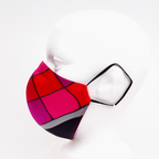 KALEIDOSCOPE RED ABSTRACT Facemask Hand Painted Silk Fitted Washable