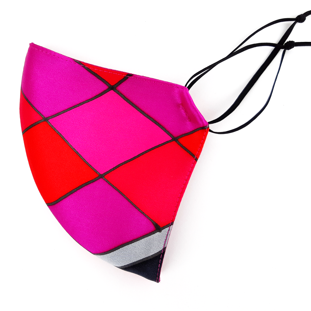 red silk satin facemask