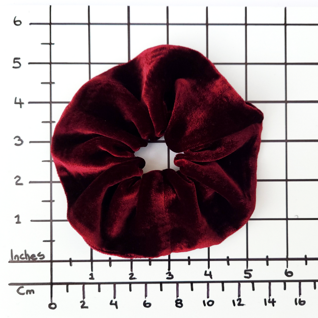 oversized silk velvet scrunchie ponytail ties handmade in Canada by Lynne Kiel