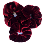Load image into Gallery viewer, red silk velvet scrunchie hair accessory handmade by Lynne Kiel
