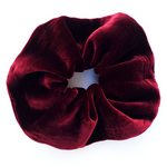 Load image into Gallery viewer, crimson red silk velvet large scrunchie hair accessory handmade by Lynne Kiel

