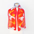 silk scarf for women red orange painted silk