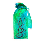 TREBLE CLEF Rainbow Blue Pink  HAND PAINTED  Design Silk Scarf