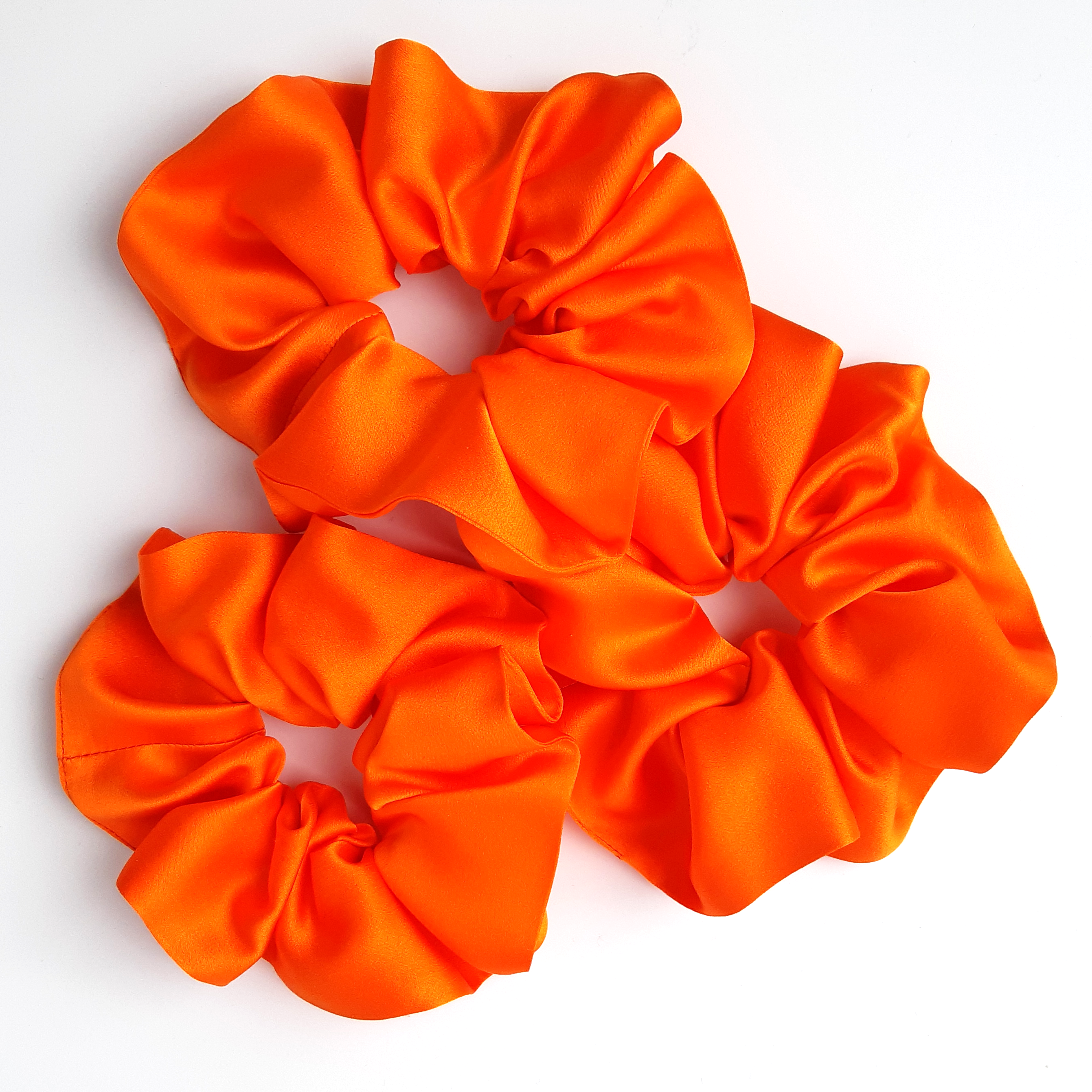 pure silk orange scrunchie hair elastic for women