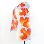 Load image into Gallery viewer, AUTUMN LEAVES Black &amp; Red Gold PAINTED SILK Design Silk Scarf
