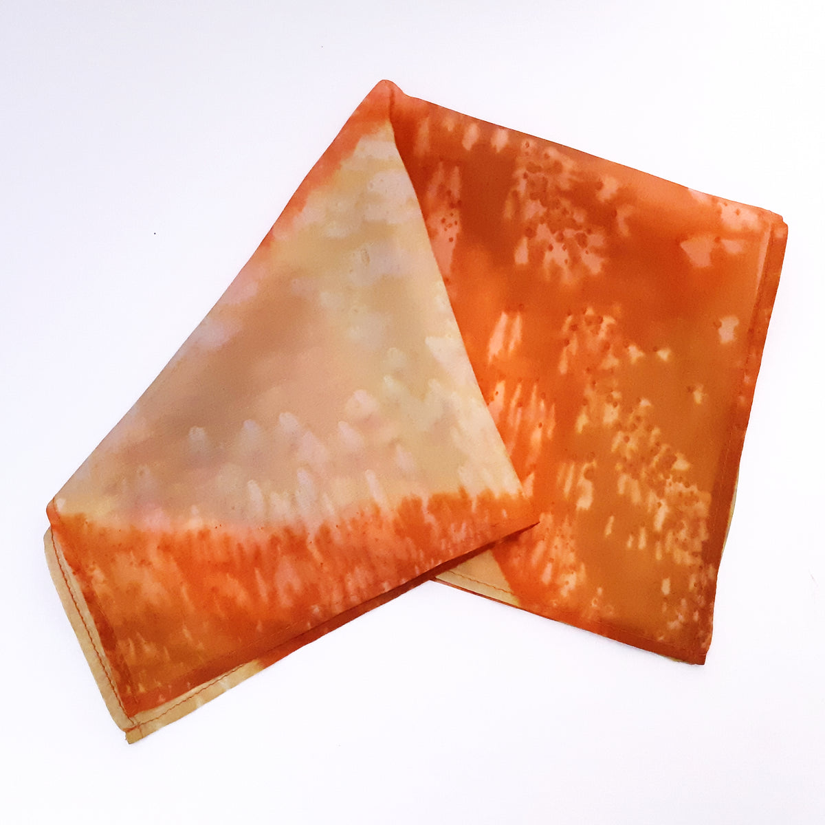 orange pocket handkerchief men's fashion accessory hand  painted silk made by Lynne Kiel