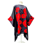 Load image into Gallery viewer, Red poppies hand painted silk caftan top for women handmade by Lynne Kiel
