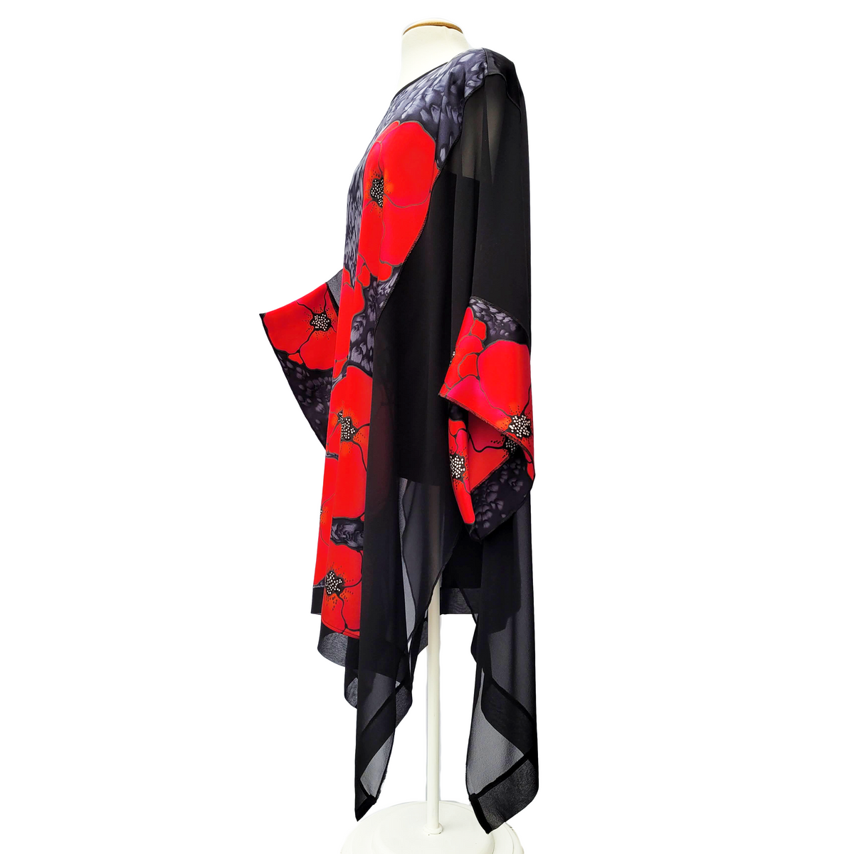 Plus size long caftan top pure silk ladies clothing handmade by Lynne Kiel