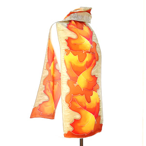 design silk scarf painted silk orange beige