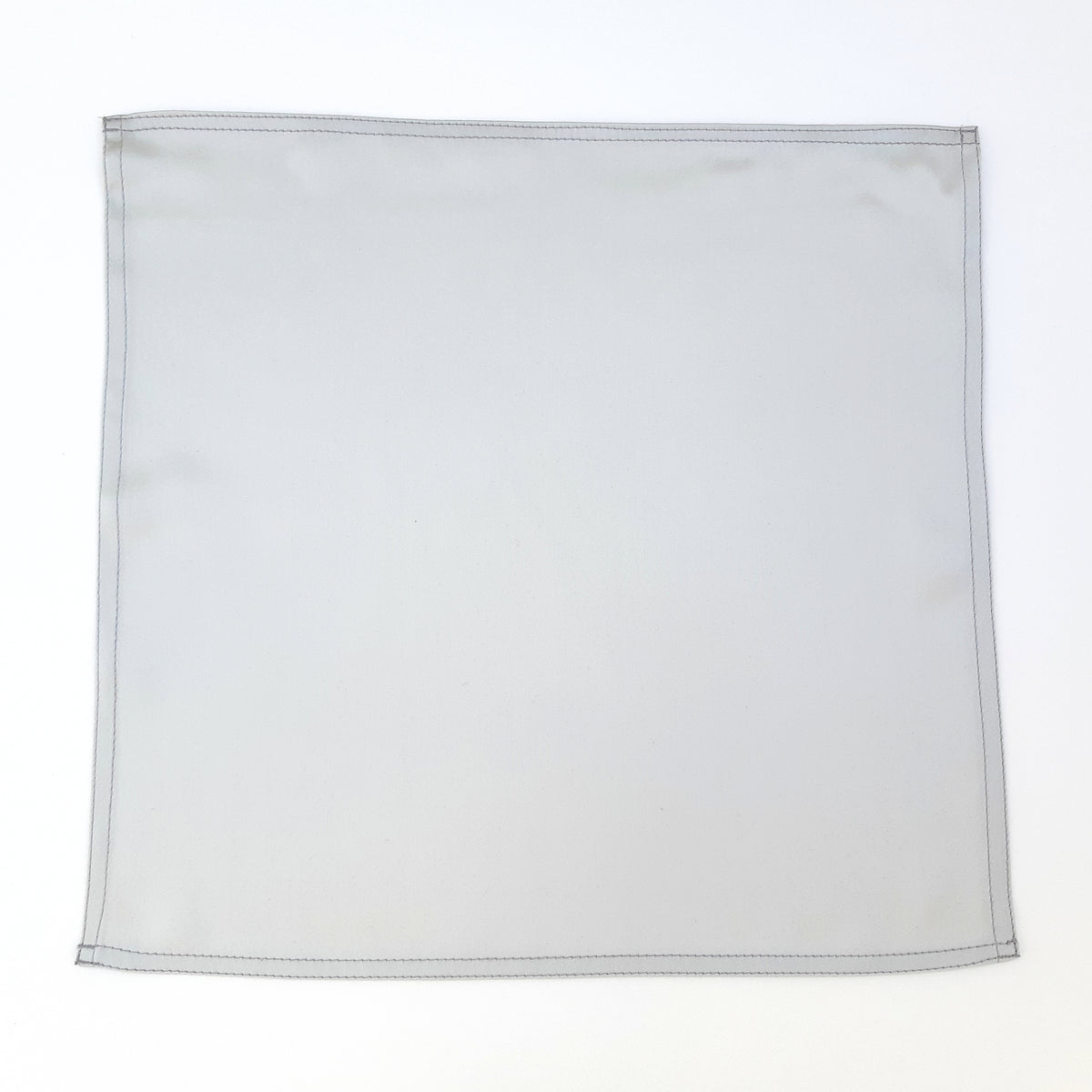 silver grey silk satin pocket square men's fashion accessory handmade in Canada by Lynne Kiel