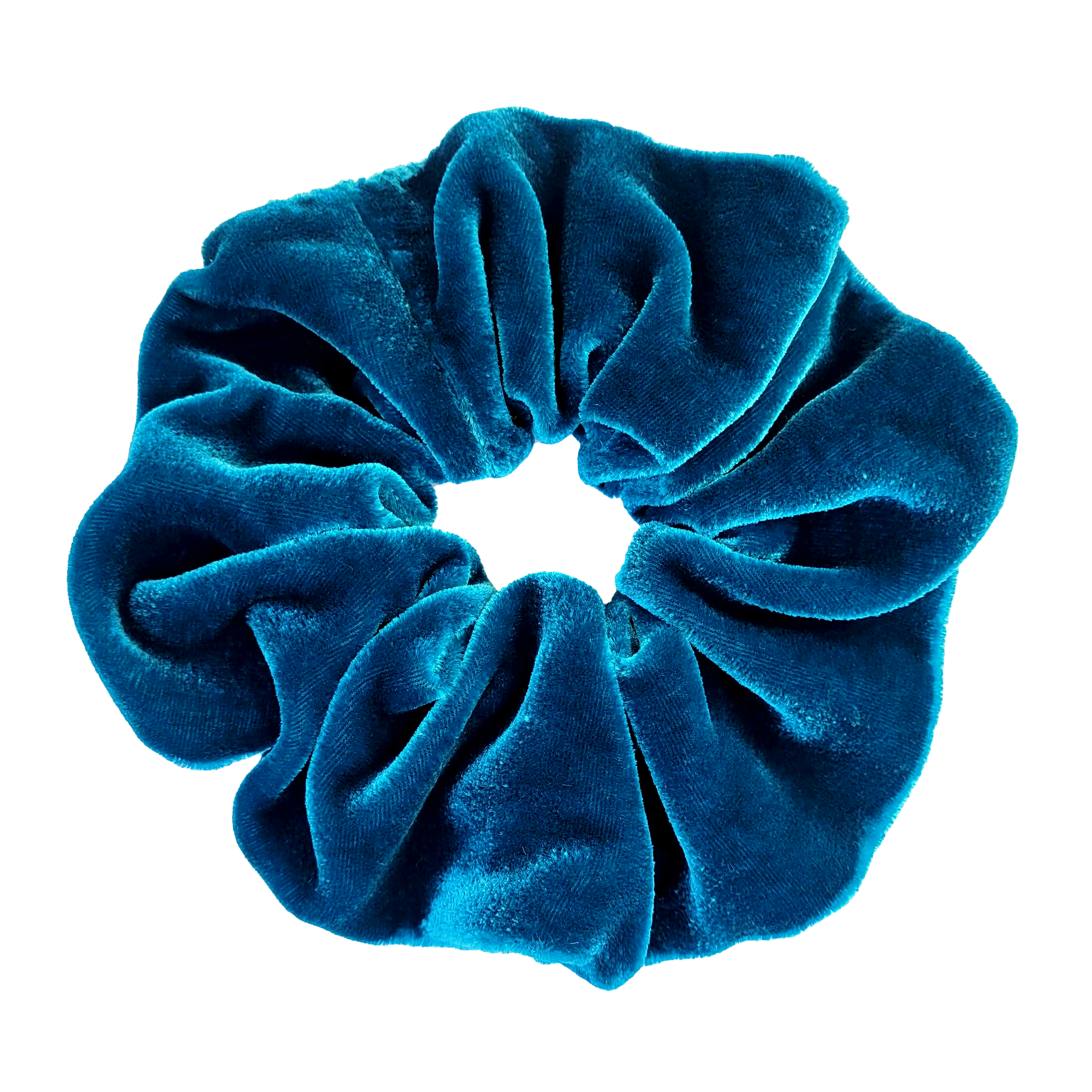 blue silk velvet scrunchie hair accessory for women handmade by Lynne Kiel
