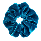 teal green silk velvet hair accessory scrunchies handmade in Canada by Lynne Kiel