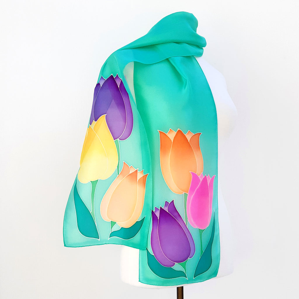 painted silk design scarf